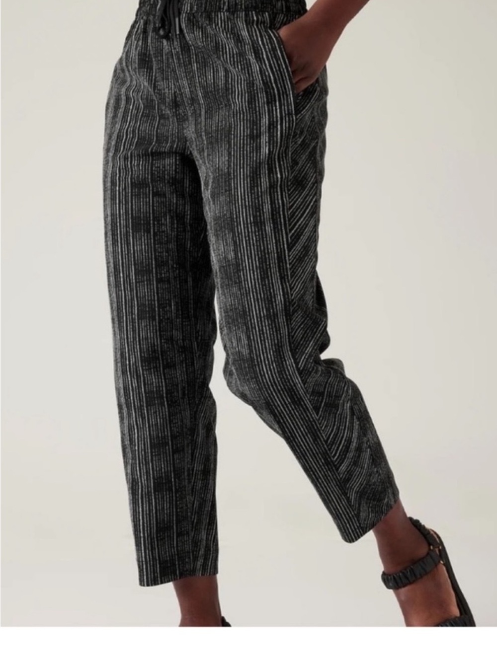 Athleta Women’s Arrival Pants Black & Gray Vertical-Stripe